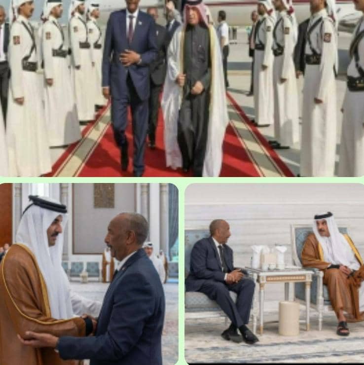 نيابة عن الشعب السوداني وتاكيدا لروابط الأخوة الازلية  وحبهم  العميق  للأمير  الراحل الشيخ حمد رئيس مجلس السياد يصل الدوحة ويقدم التعزية لامير قطر